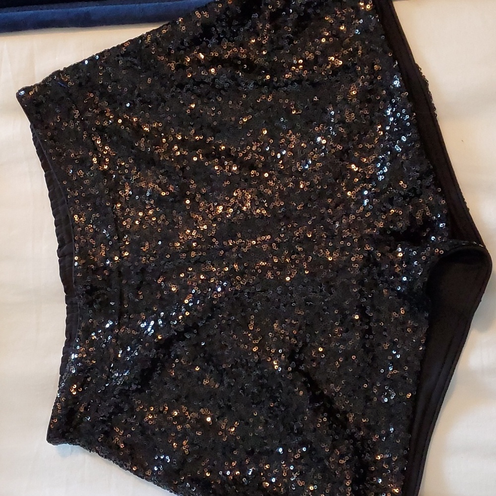H&M Black sequin shorts, size 8